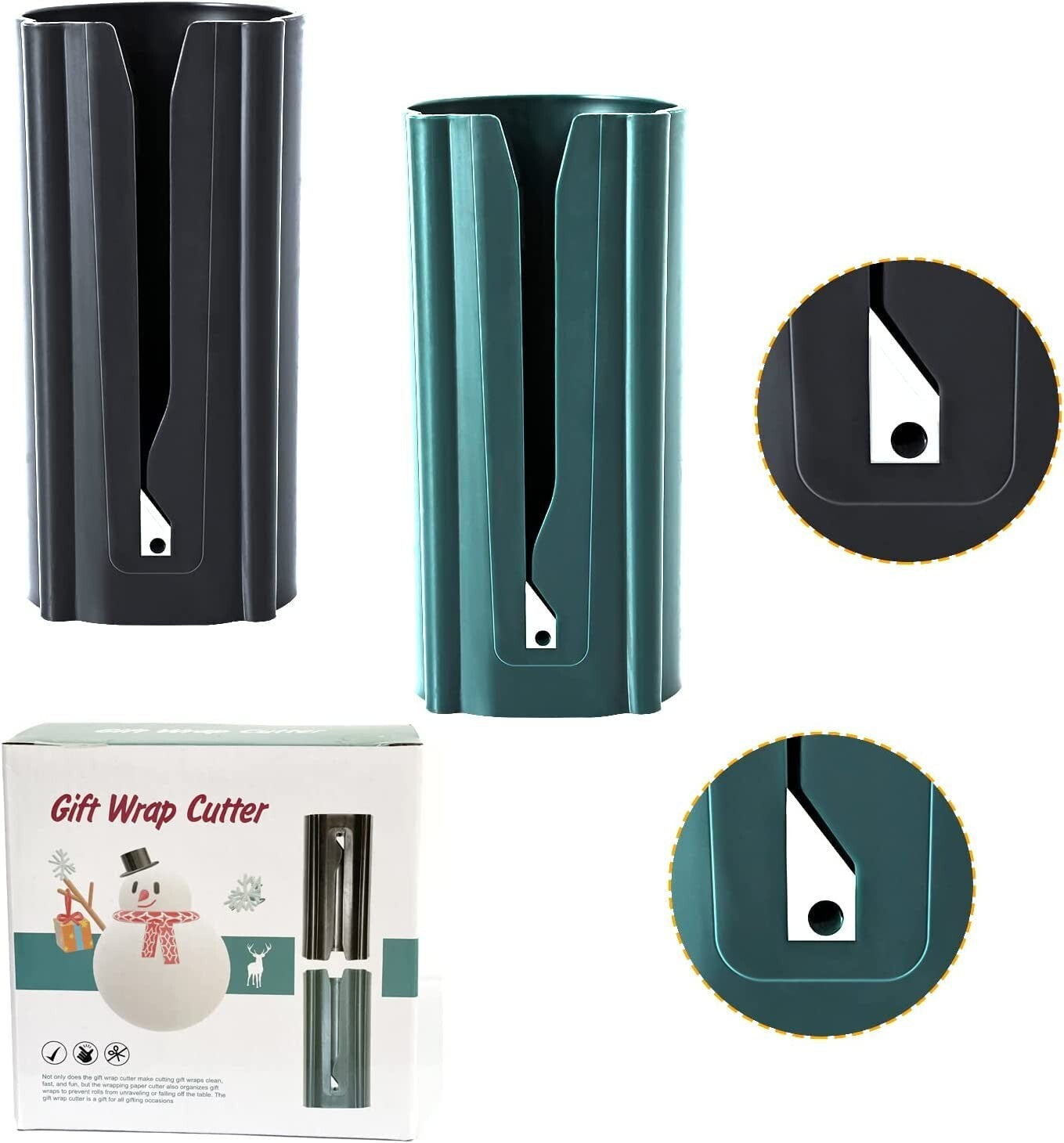 Portable Gift Wrap Cutter Set - 2 Pieces, Sliding Wrapping Paper Cutter