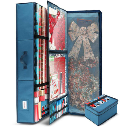Blue Large Christmas Wrapping Paper Storage Box