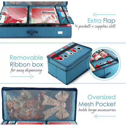 Blue Large Christmas Wrapping Paper Storage Box